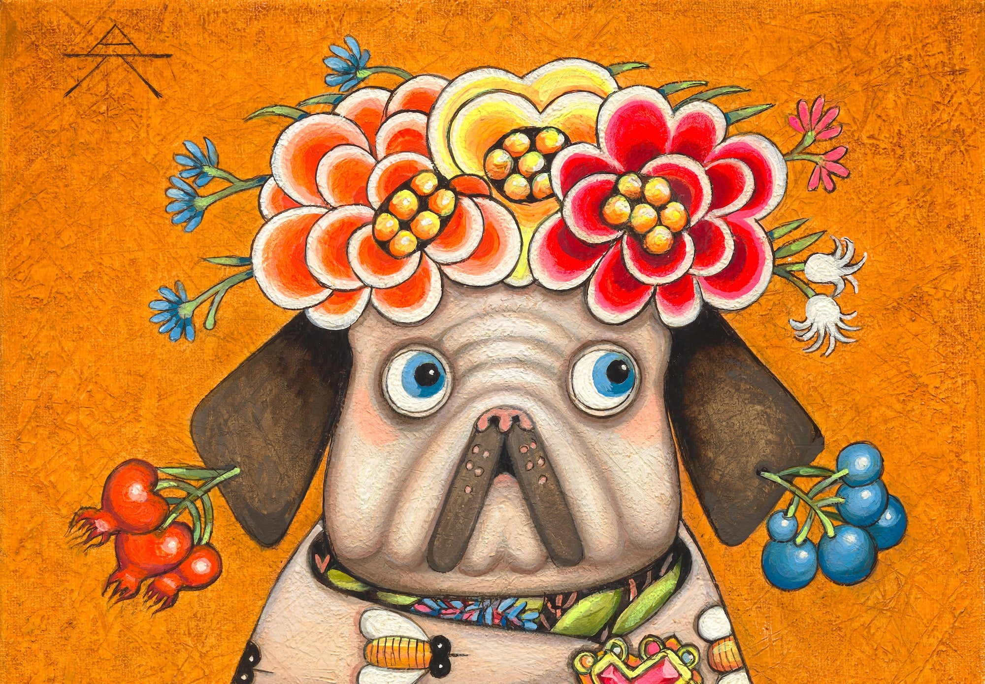 Curious Dog painting, original shops artwork